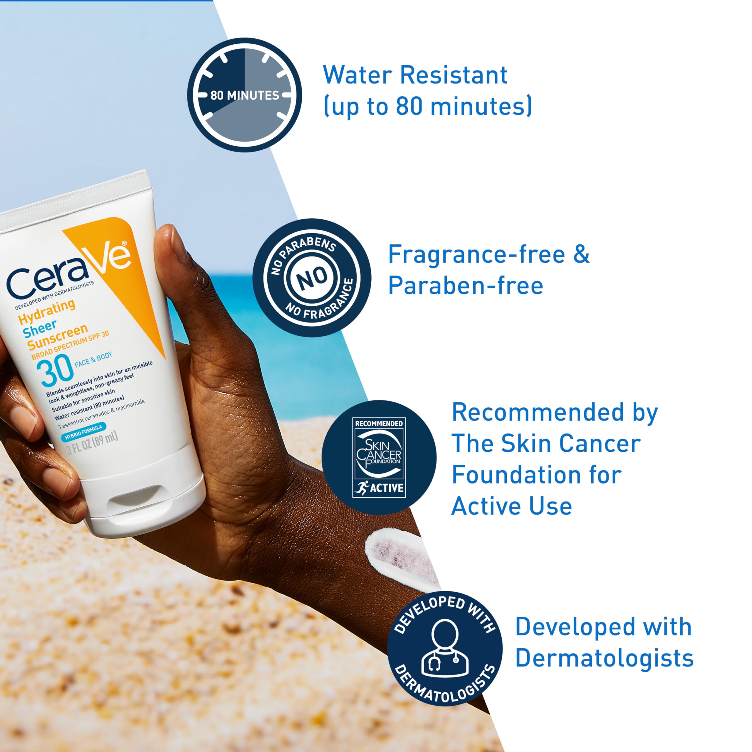 CeraVe sunscreen applied under foundation creating smooth makeup-ready base