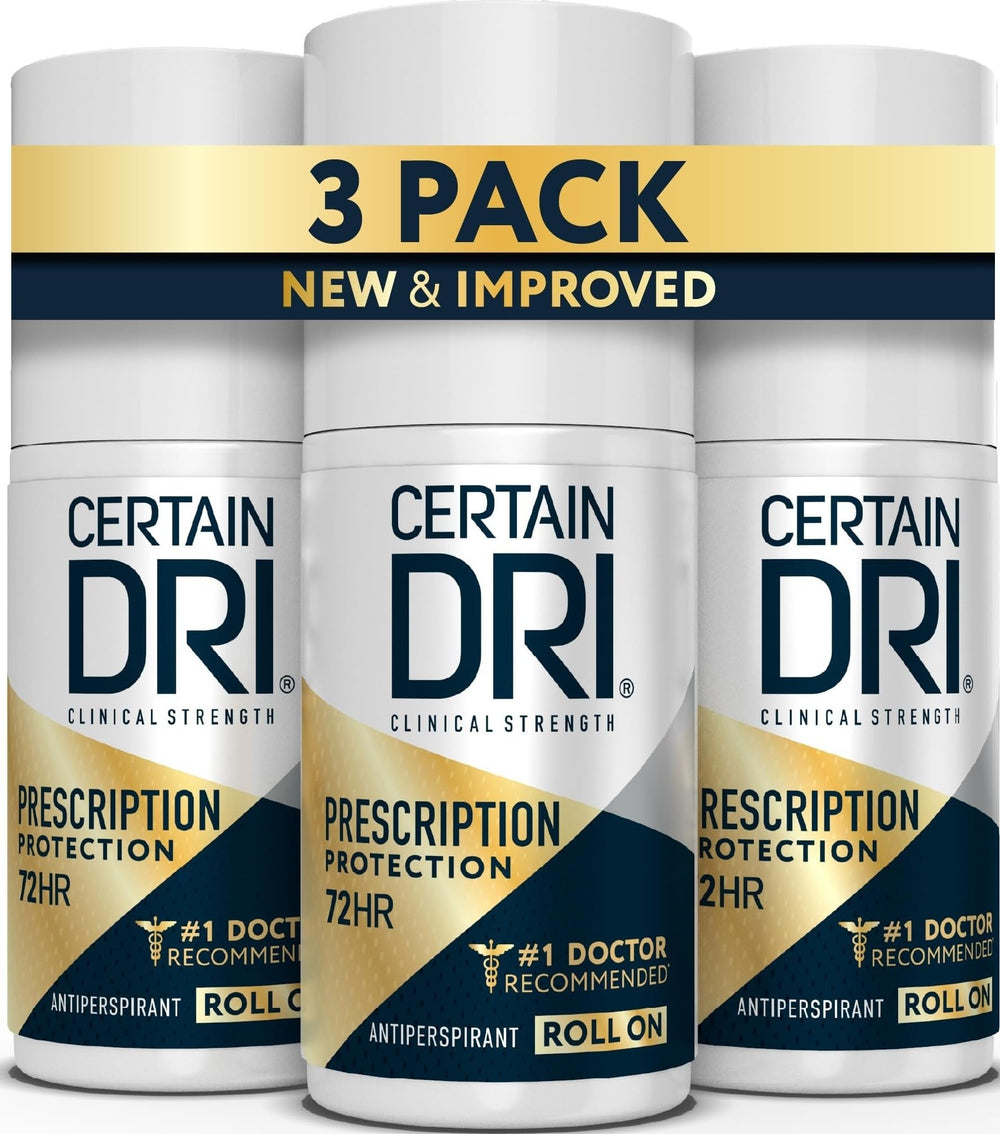 Certain Dri roll-on front packaging showing product and benefit long-lasting dryness