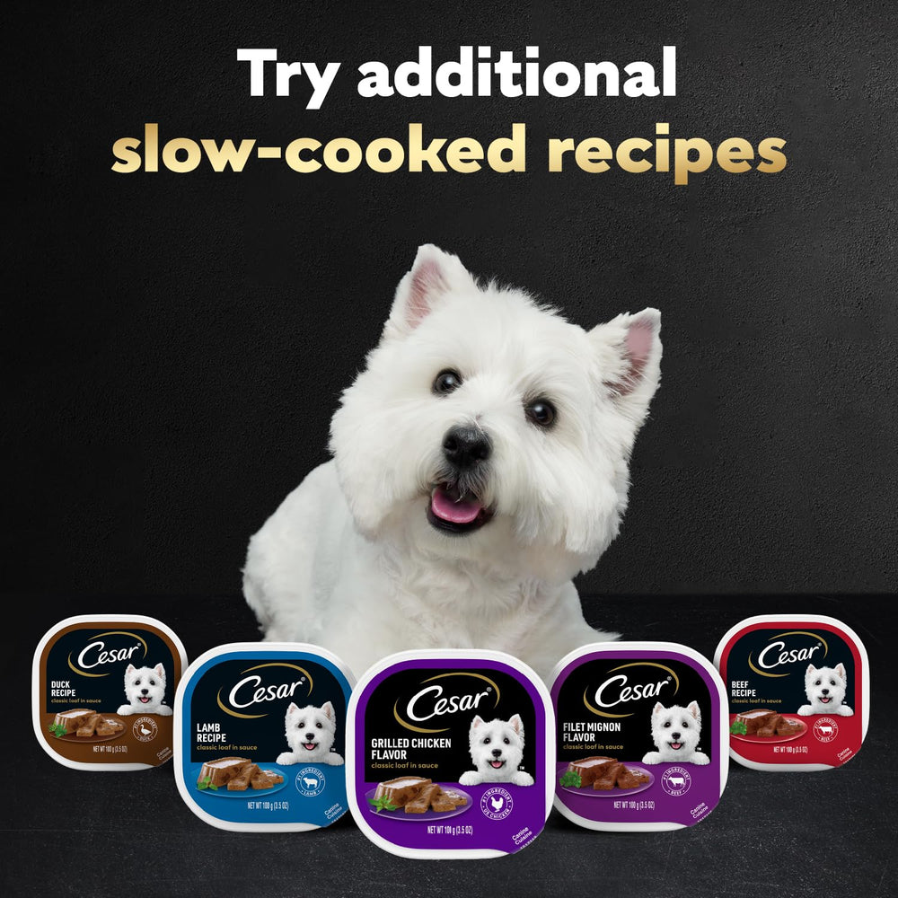 Cesar variety selection layflat displaying multiple flavors and loaf-in-sauce options