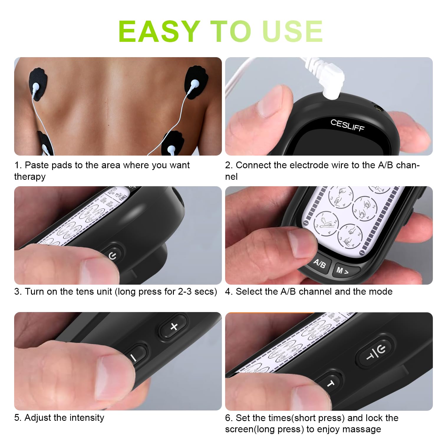 CESLIFF rechargeable port and cable highlighting fast recharging convenience