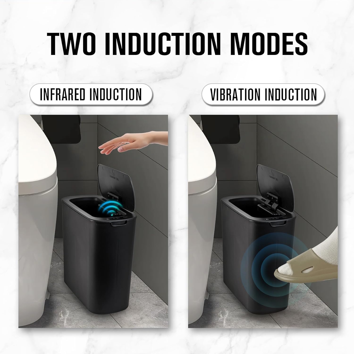 Cesun open lid with hand in sensing zone showing hands-free convenience benefit