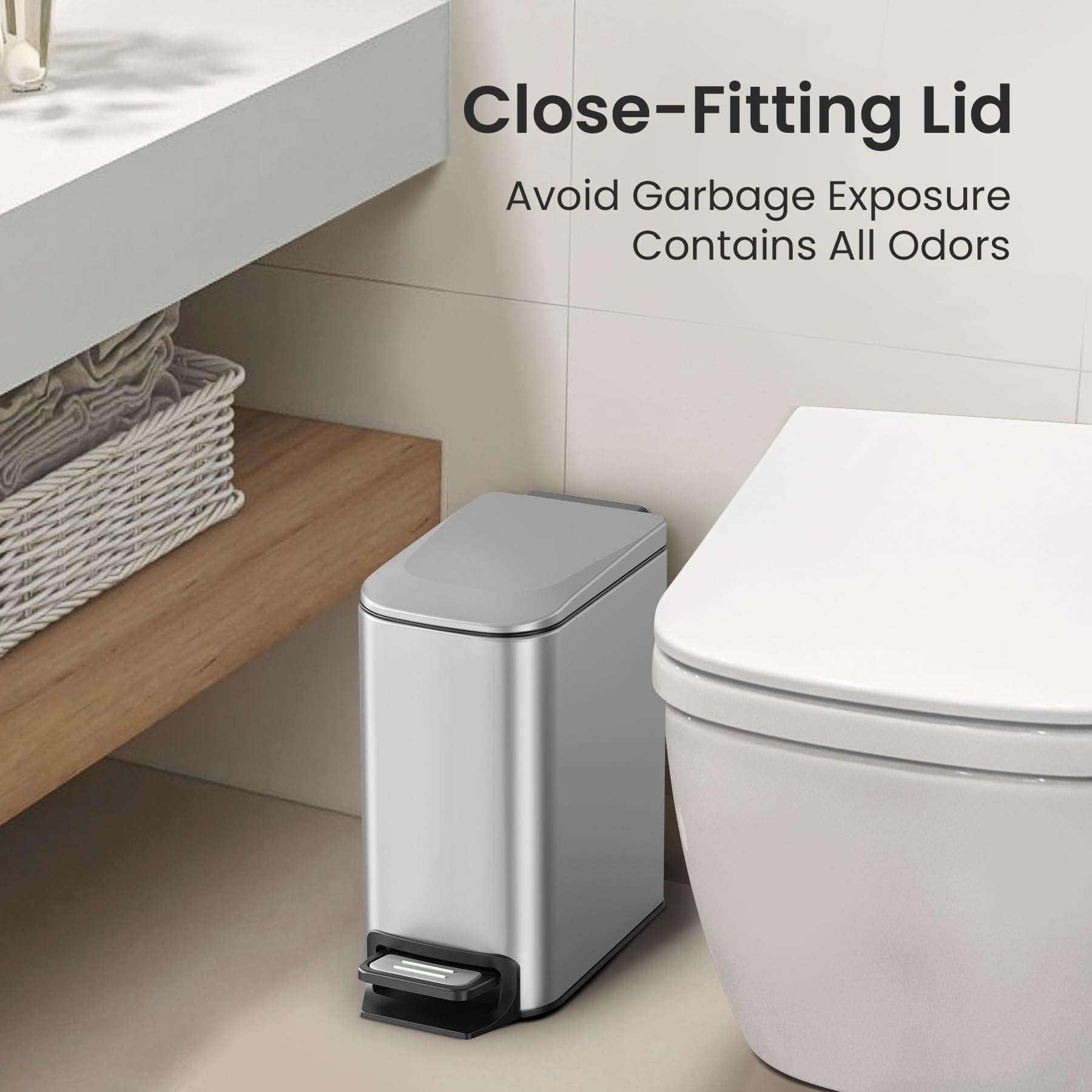 Cesun next to toilet showing size comparison and space-saving benefit