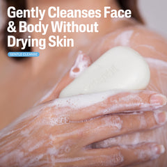 Close-up of Cetaphil bar texture highlighting mild, non-drying formula