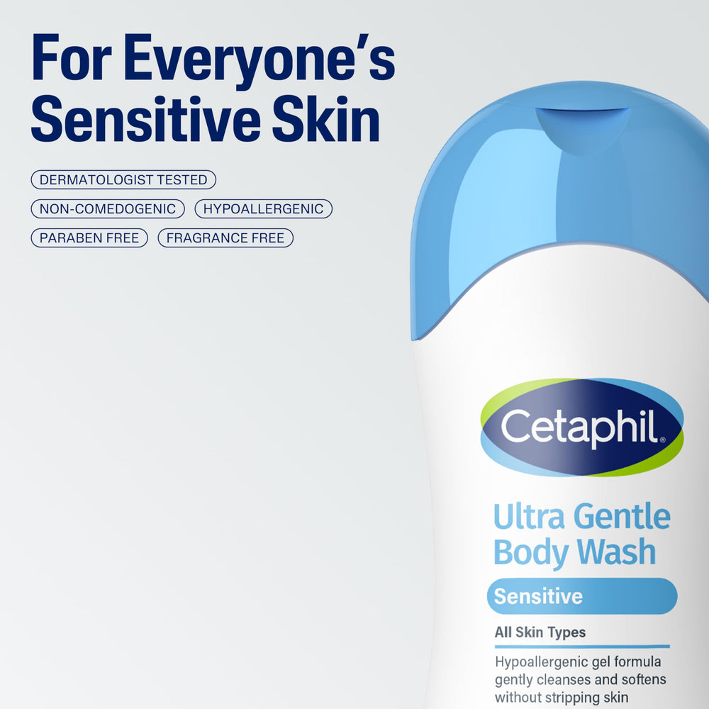 Cetaphil on bathroom shelf lifestyle showing family-friendly, fragrance-free benefit
