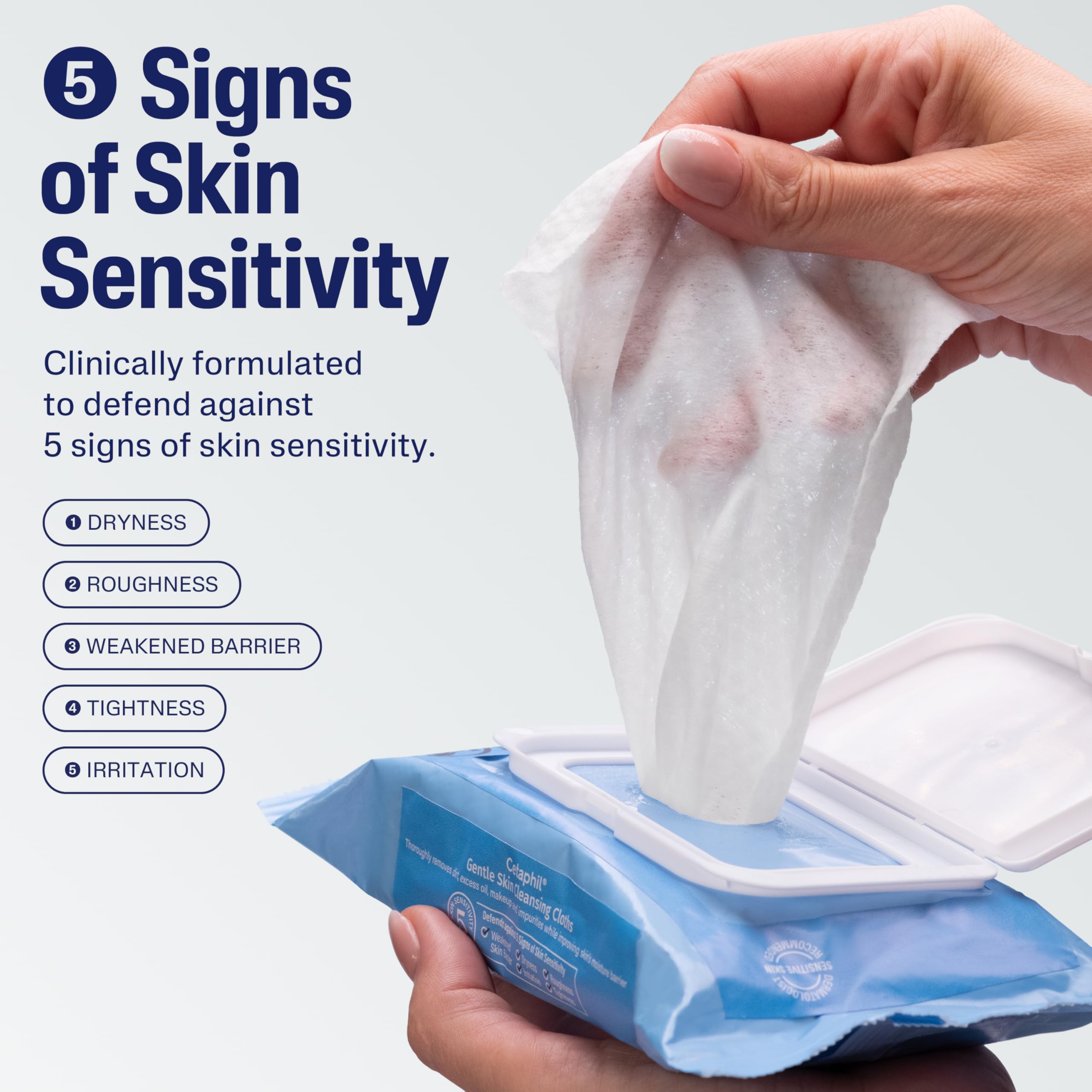 Cetaphil close-up of wipe texture highlighting gentle, non-abrasive fabric