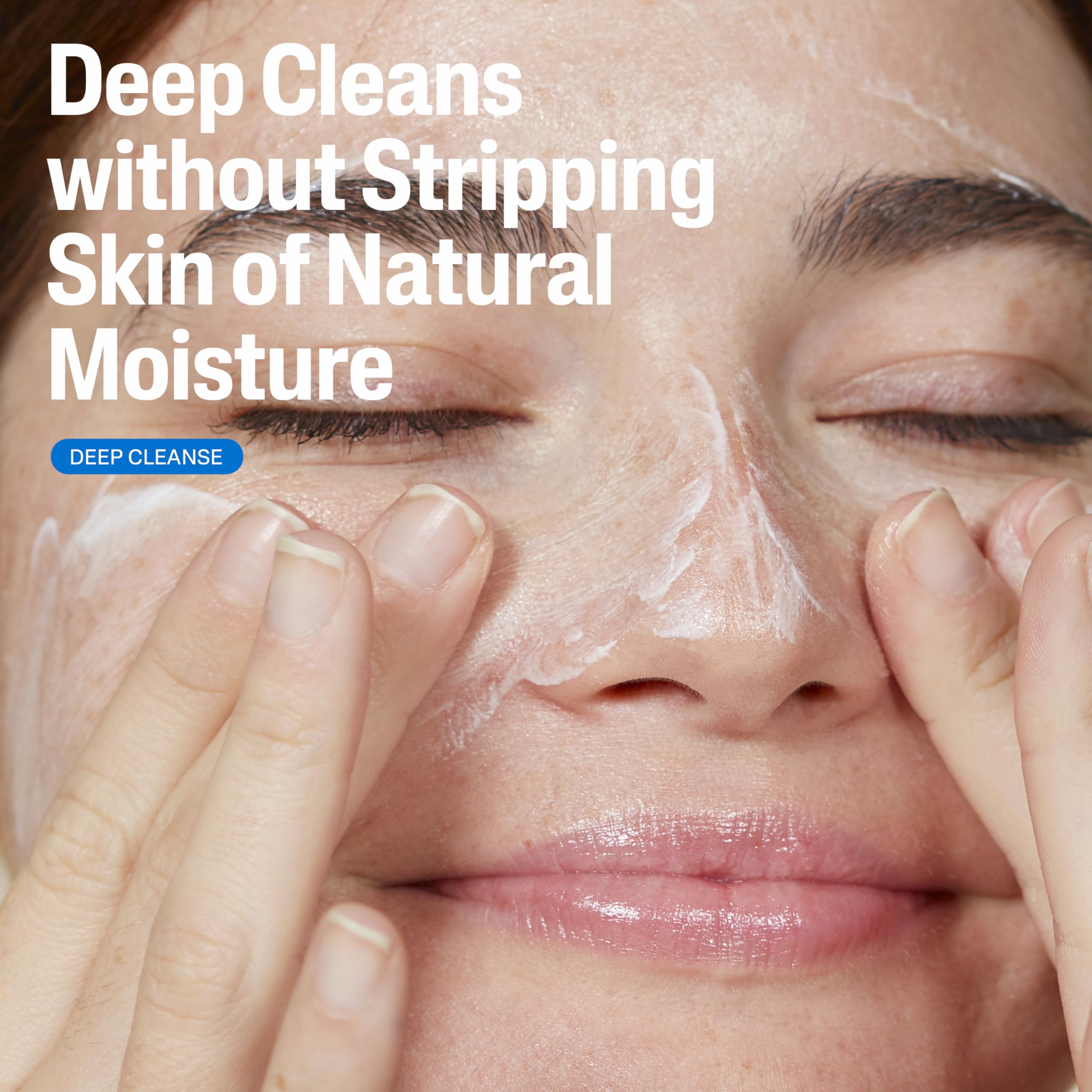 Cetaphil foam texture on hand illustrating gentle cleanse and lather