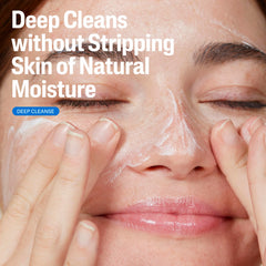 Cetaphil foam texture on hand illustrating gentle cleanse and lather