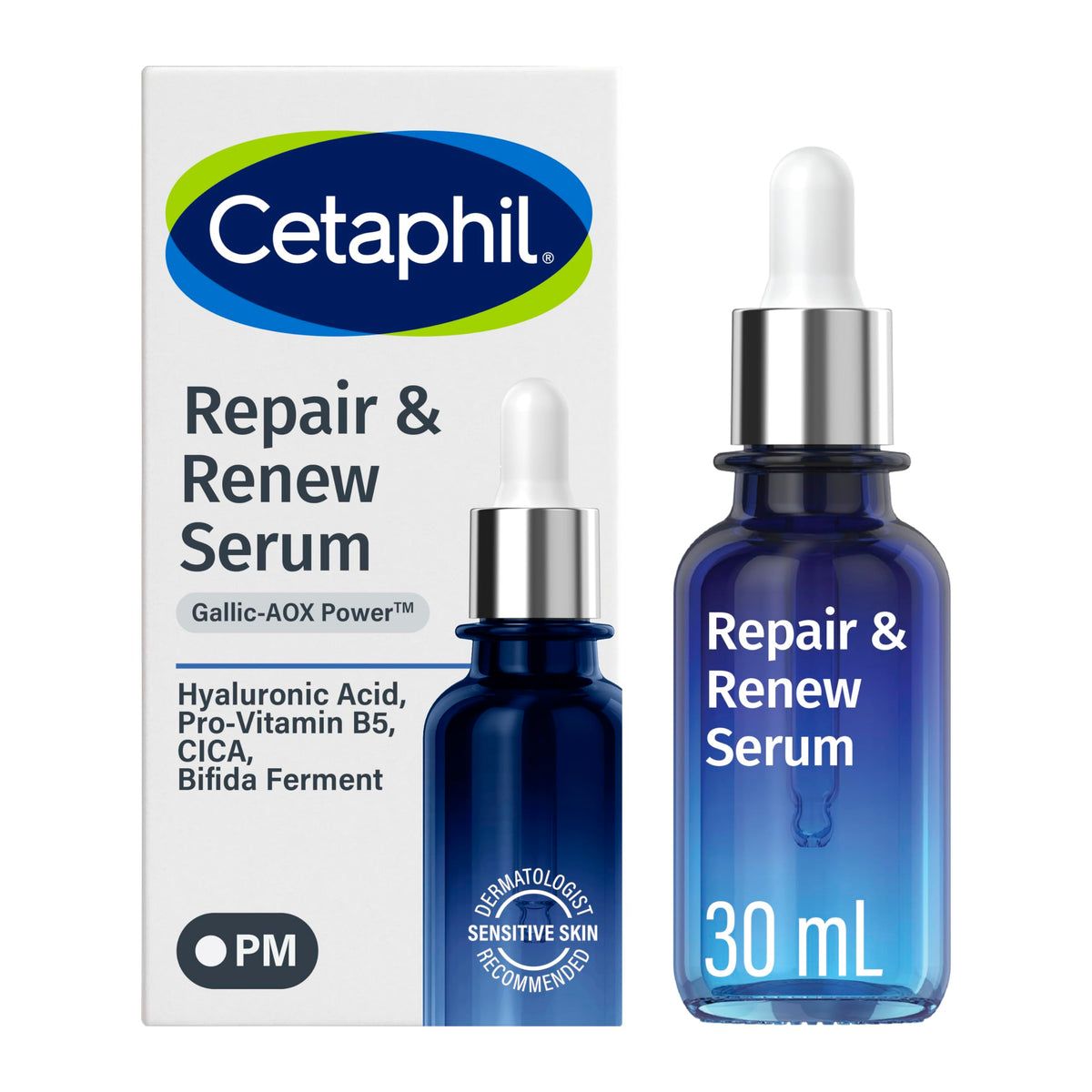 Cetaphil front bottle of night serum showing clean packaging and benefits
