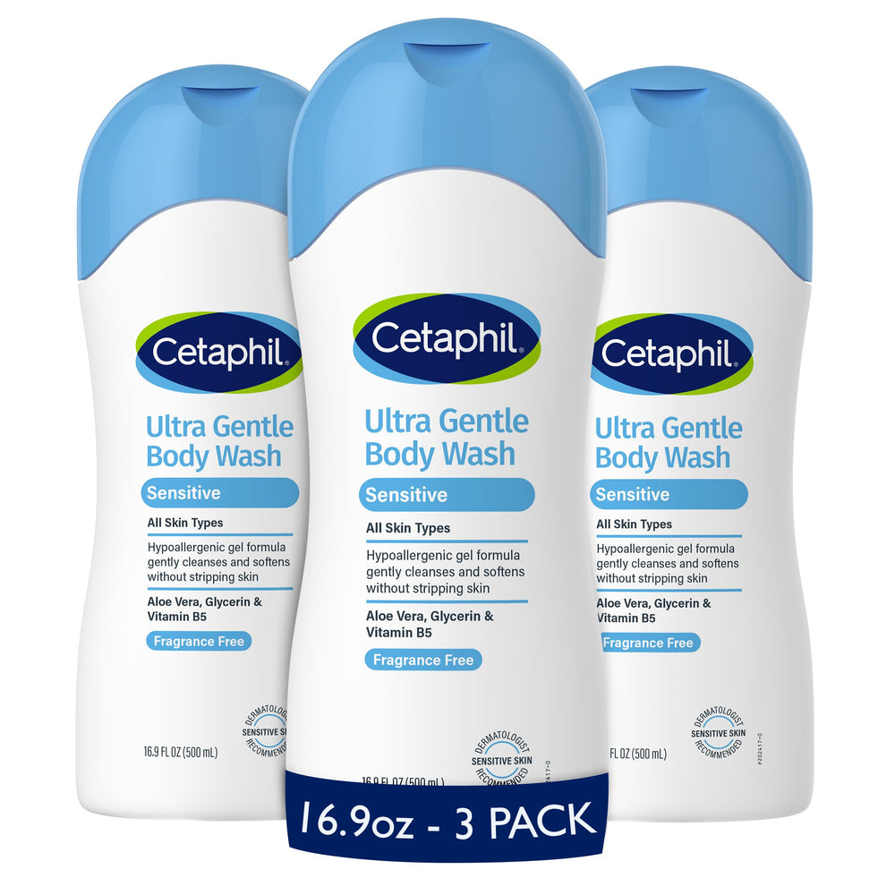 Cetaphil front packaging 16.9oz showing gentle formula and hypoallergenic benefit