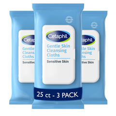 Cetaphil front packaging 3-pack showing compact convenience and gentle cleansing