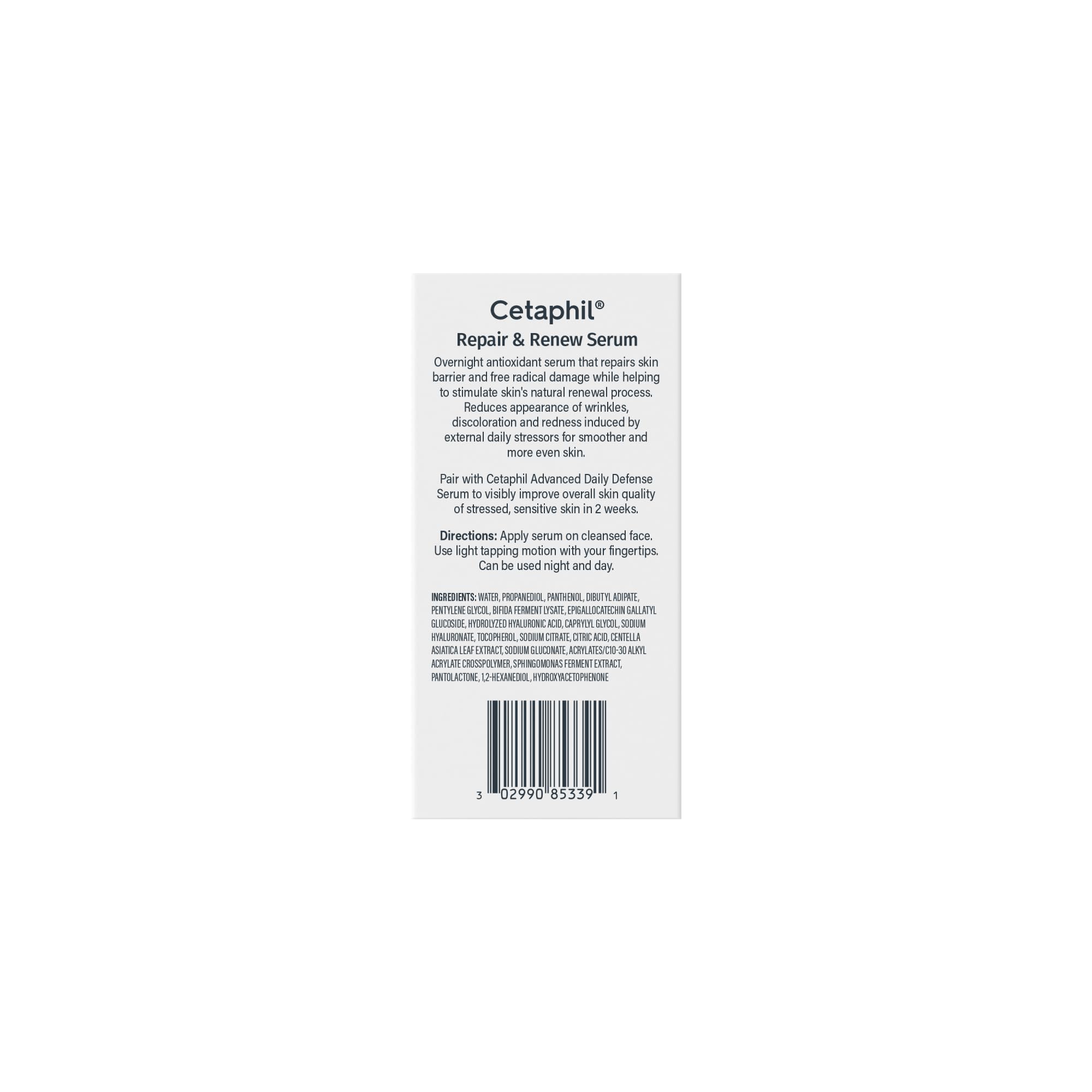 Visual focus on Gallic‑AOX antioxidant complex showing Cetaphil defense benefits
