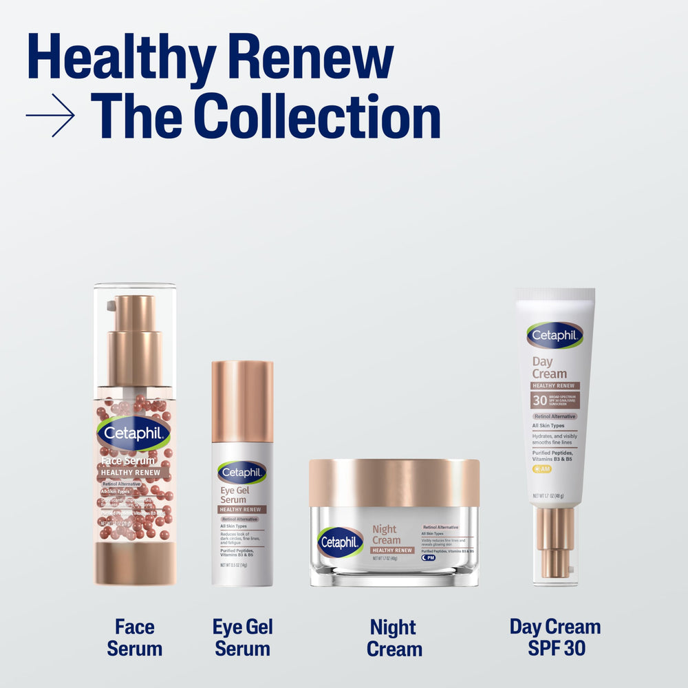 Close-up of peptides graphic with Cetaphil emphasizing effective retinol alternative