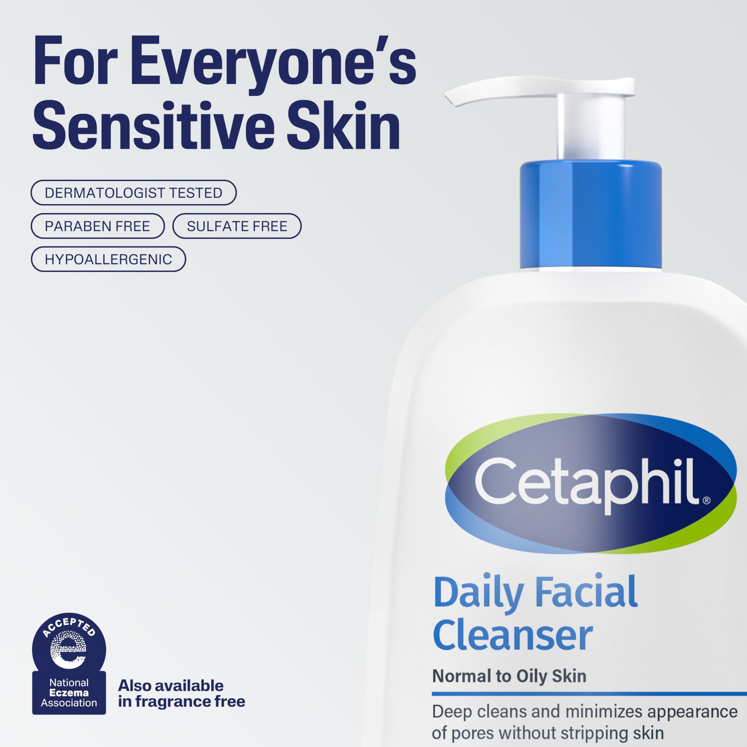 Cetaphil in-use on wet face demonstrating gentle oil and impurity removal