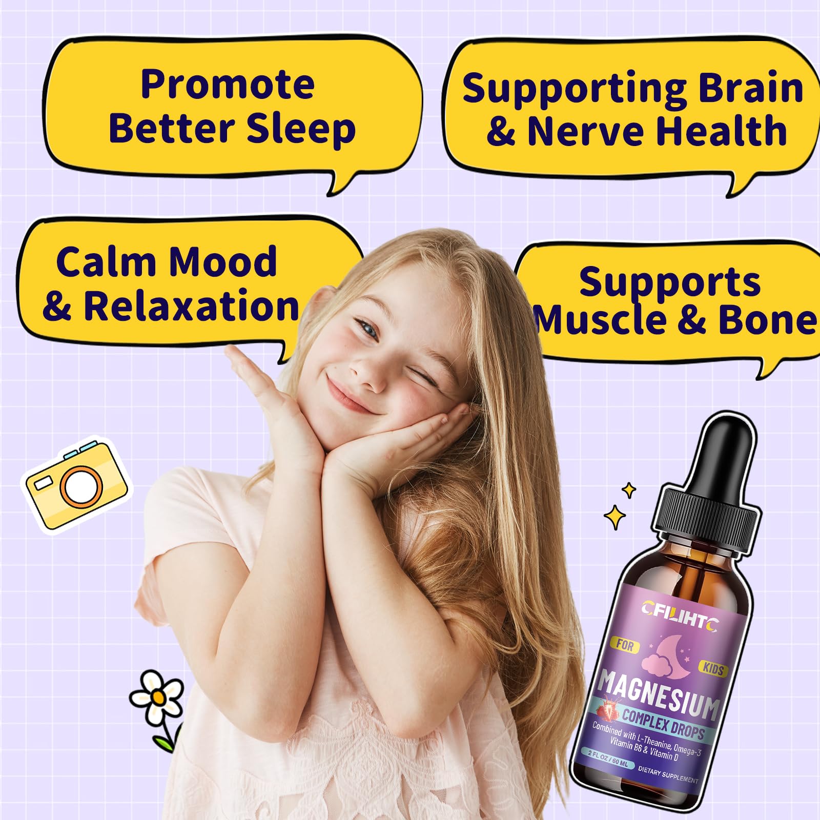 CFILIHTC child taking magnesium drops from a cup to support bedtime routine