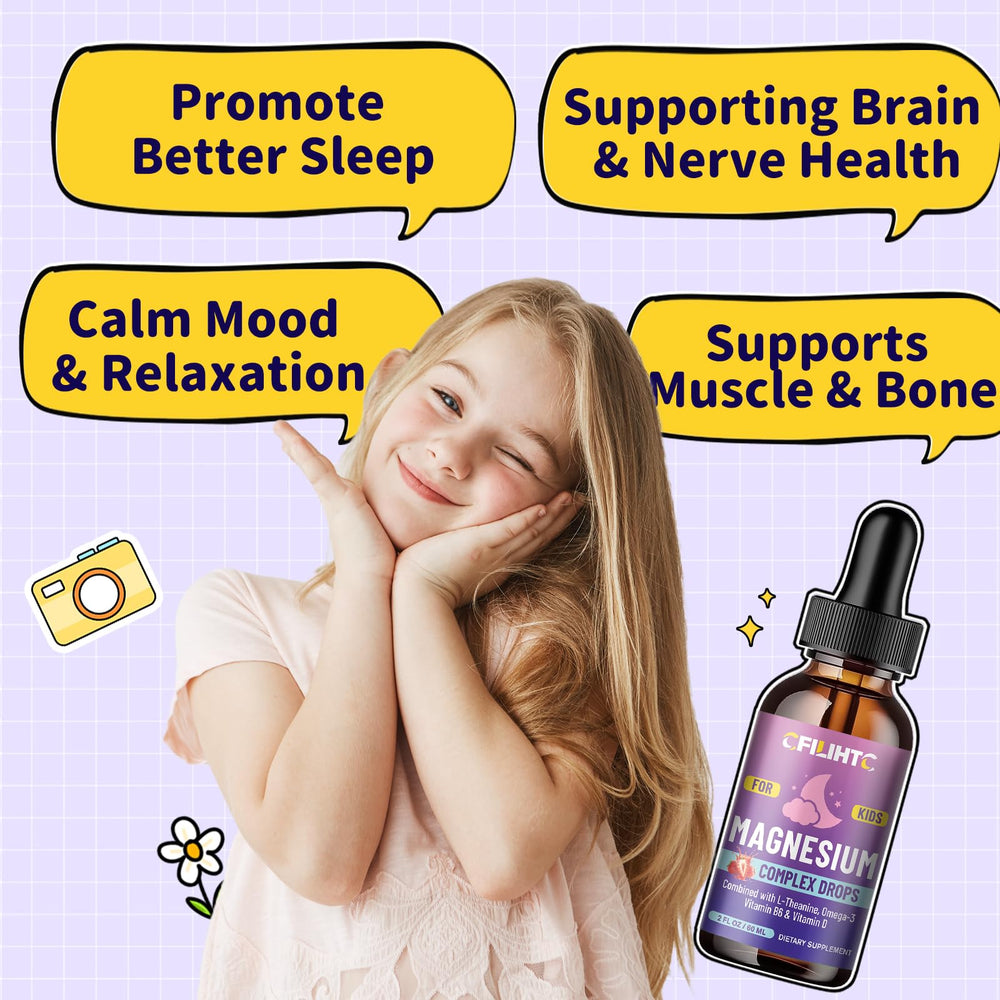 CFILIHTC child taking magnesium drops from a cup to support bedtime routine