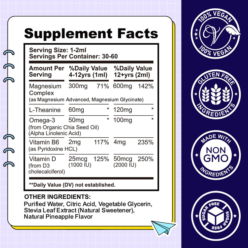 CFILIHTC product label close-up listing magnesium glycinate, L-theanine and vitamins