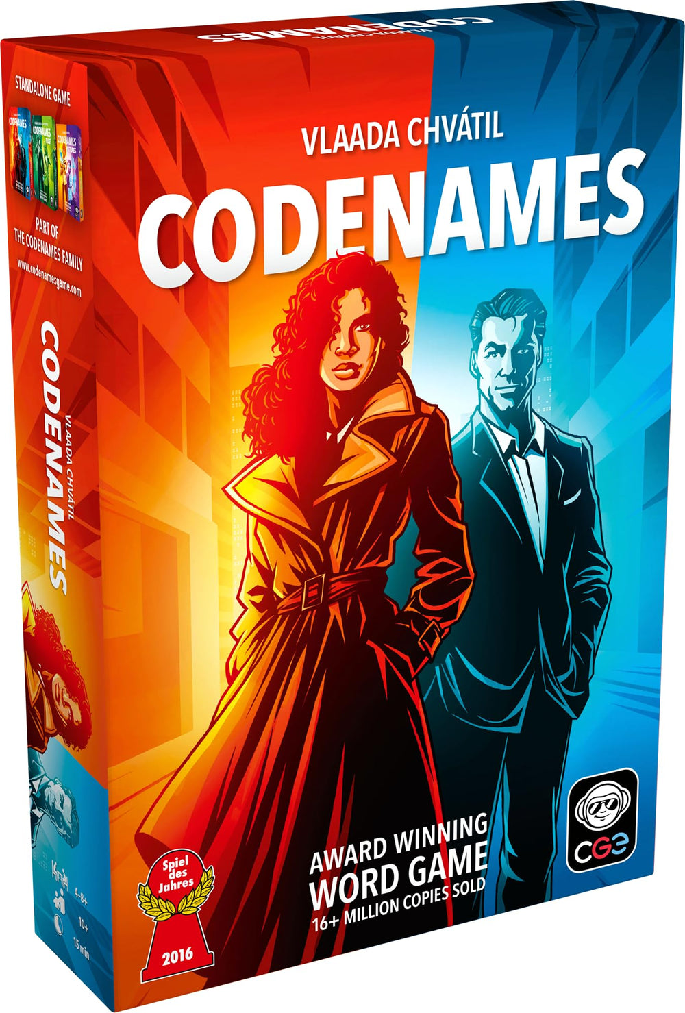 CGE Codenames front box displaying new edition art and quick-play appeal