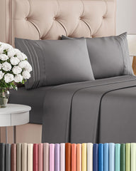 CGK Unlimited front view showing dark grey sheet set and neat packaging, conveys value