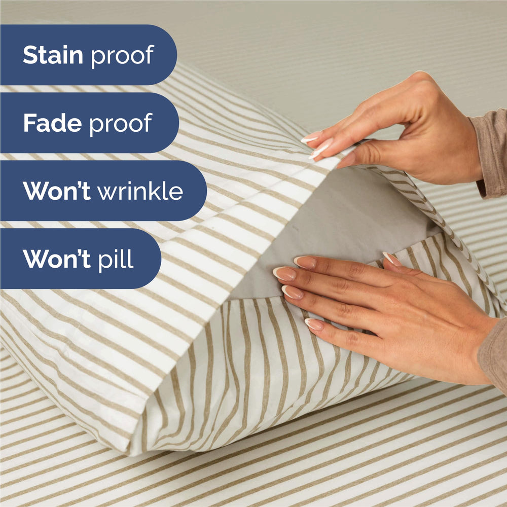 CGK Unlimited pillowcases on pillows close-up showcasing silky finish and plush comfort