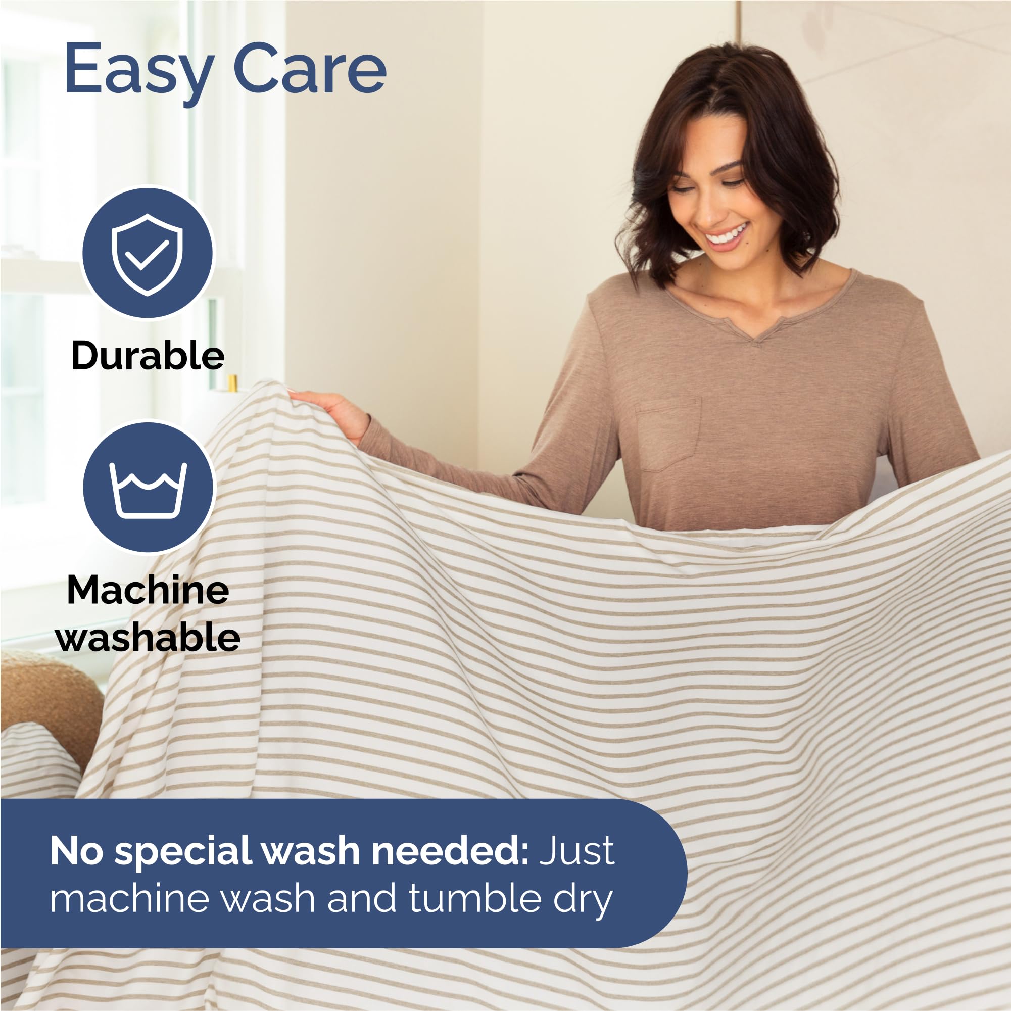 CGK Unlimited fitted sheet on mattress showing scale and secure fit for deep mattresses