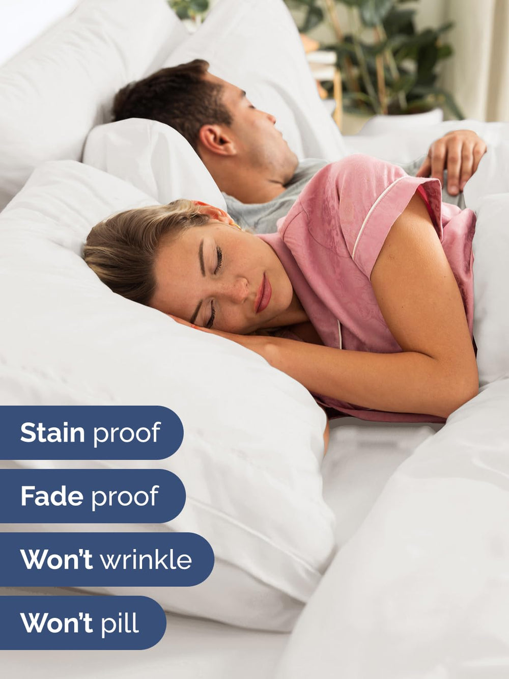 CGK Unlimited oversized pillowcases on pillows, highlighting secure enclosure and extra room for comfort