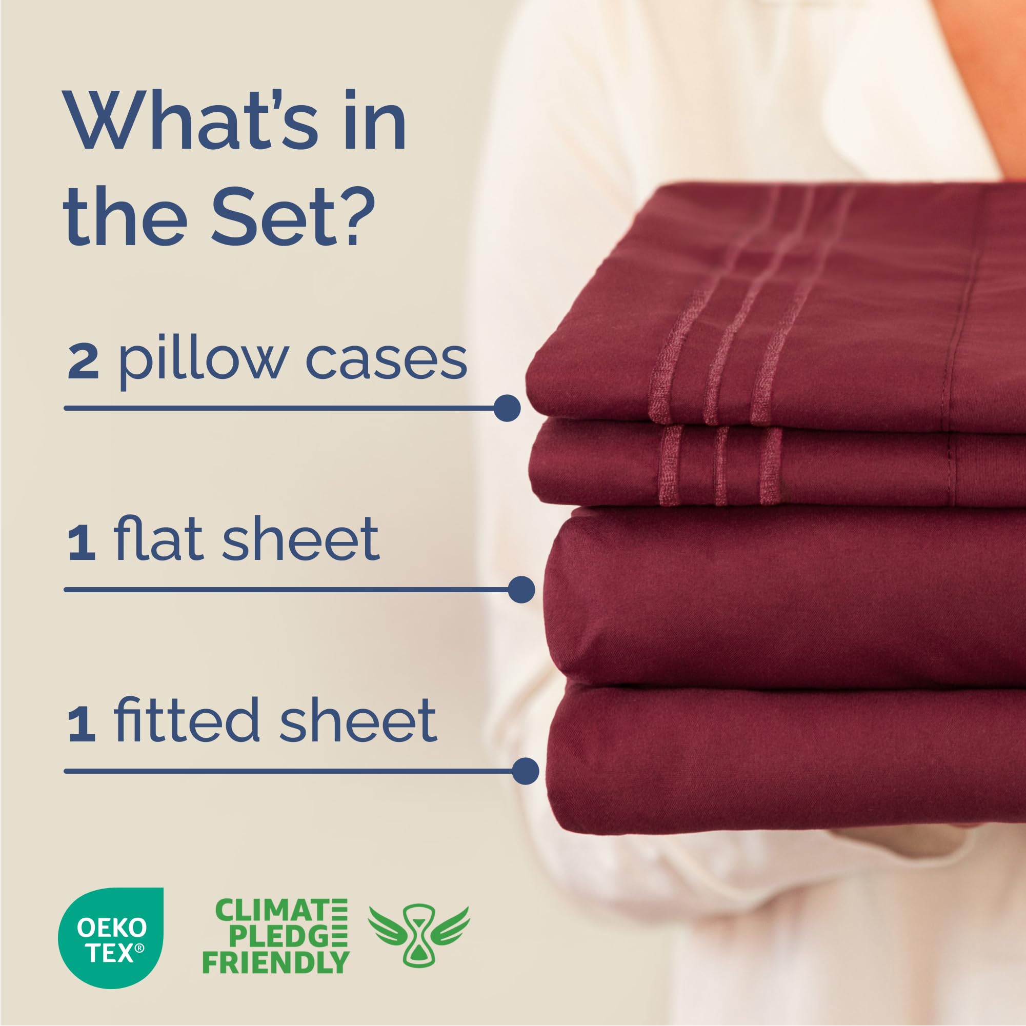 CGK Unlimited fitted sheet corner close-up showing deep pockets and snug fit benefit