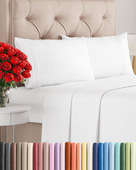 CGK Unlimited front view of white queen sheet set shows neat packaging and value