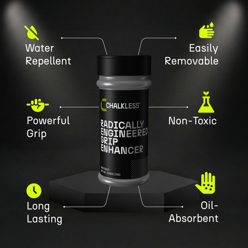 Chalkless applied to hands illustrating improved grip and sweat management