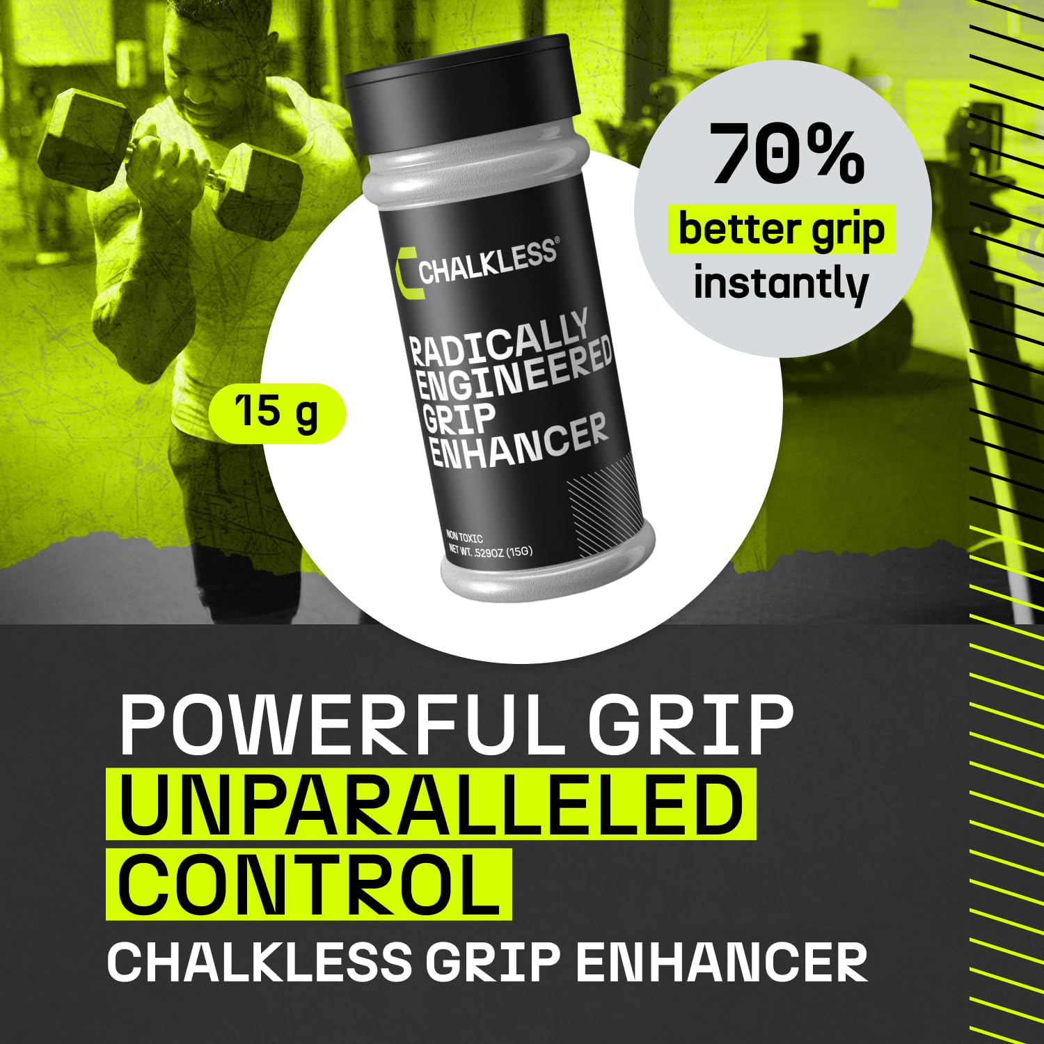 Chalkless granular texture close-up demonstrating absorbent formula and control