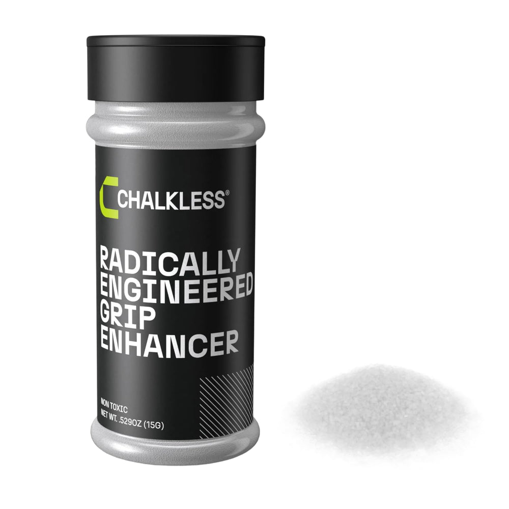 Chalkless front packaging showing compact 15g container and clear finish benefit