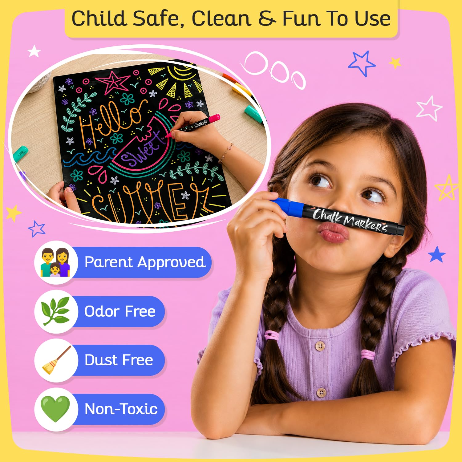 Chalkola markers used on storefront window showing bright signage visibility