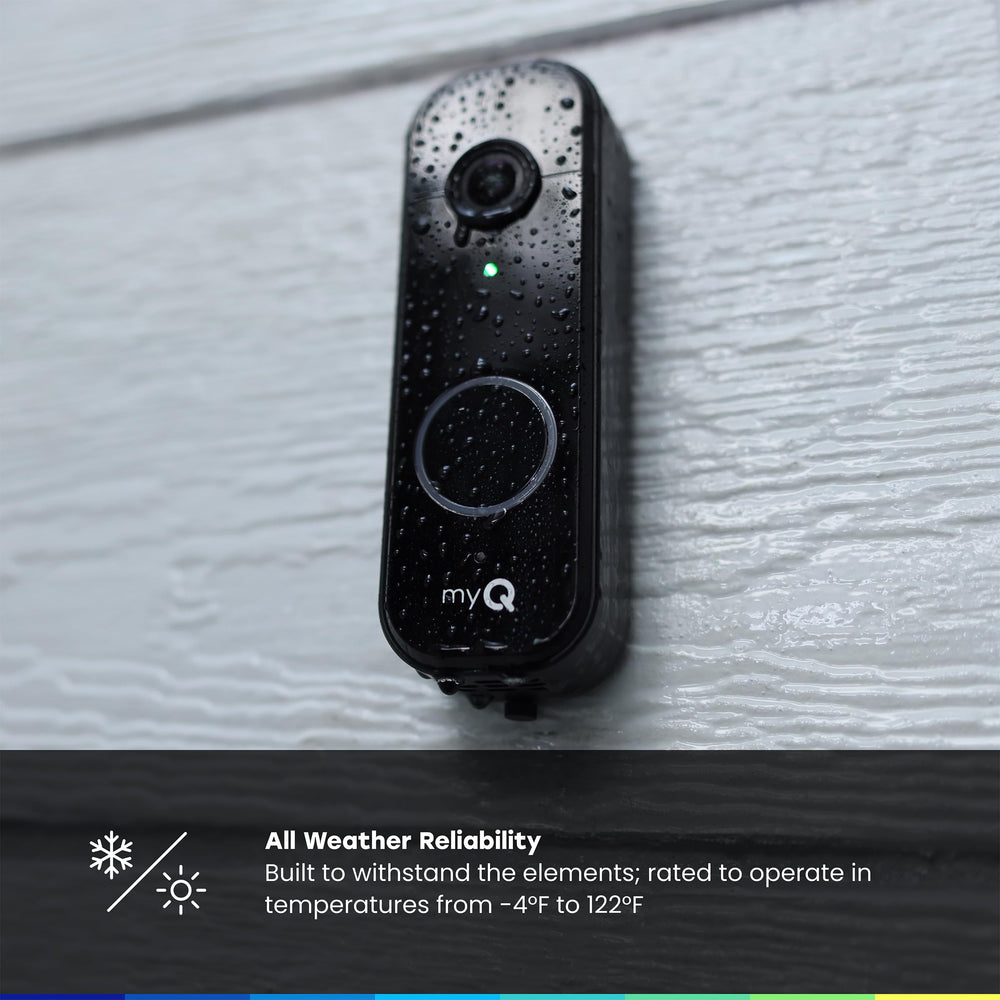 CHAMBERLAIN doorbell beside a key to show compact size and scale benefit