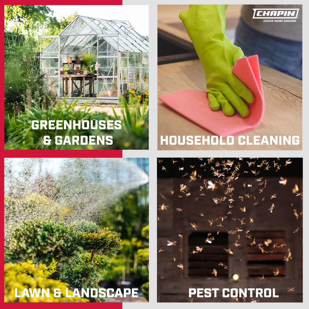 CHAPIN sprayer used in a garden setting demonstrating convenient plant care