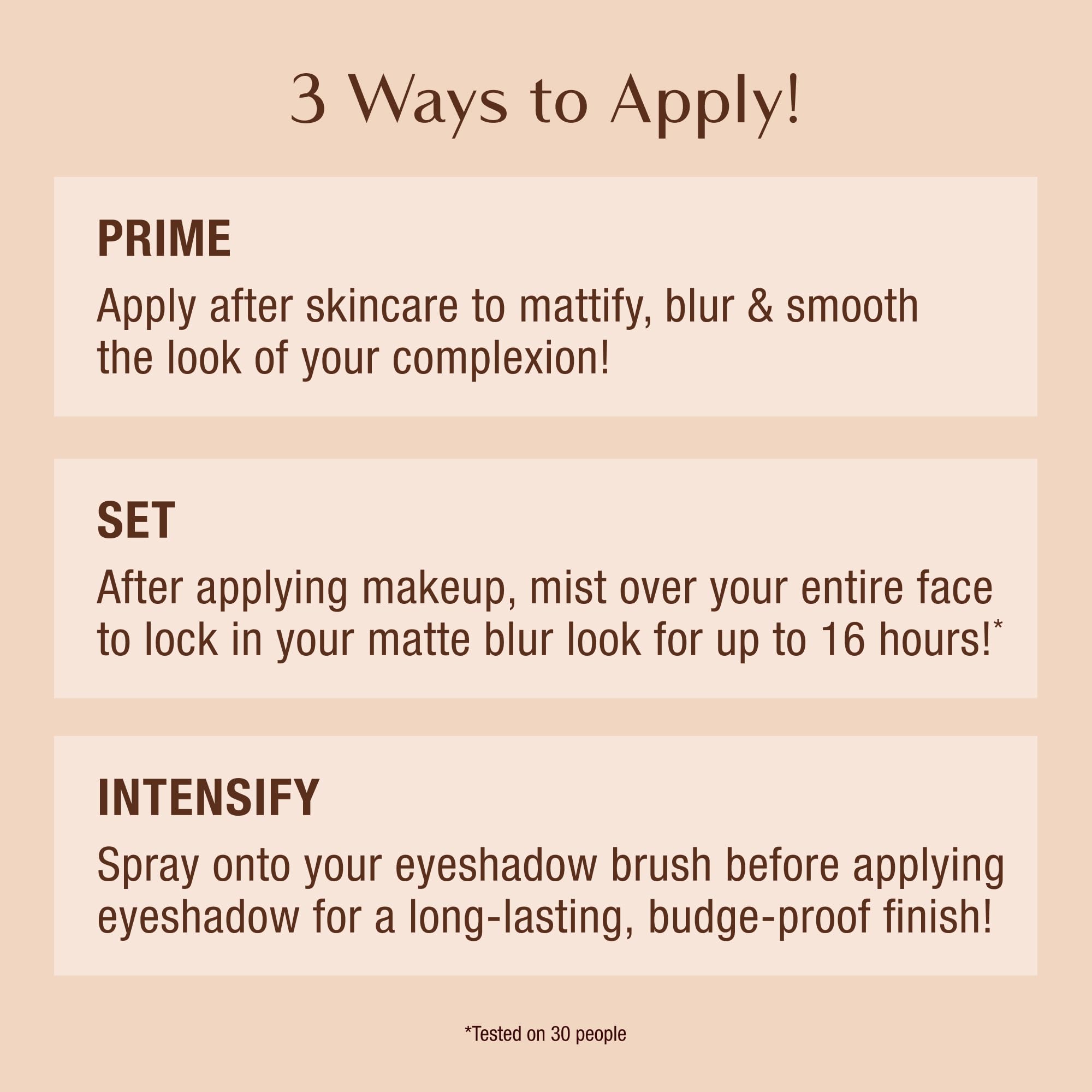 Charlotte Tilbury application distance demonstration held 6–8 inches away to recommend proper use