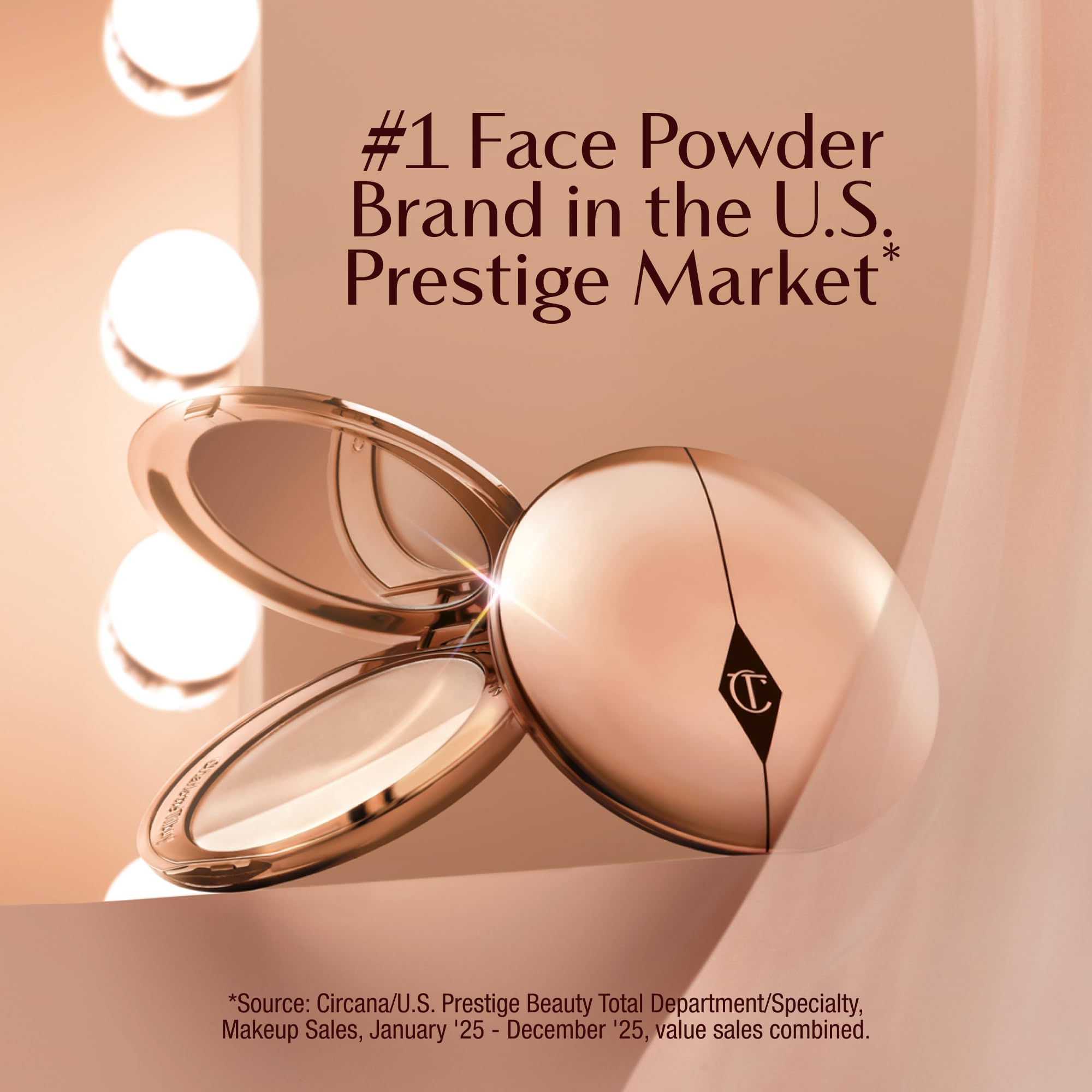 Charlotte Tilbury applying with powder brush for seamless mattifying and pore-blurring benefits