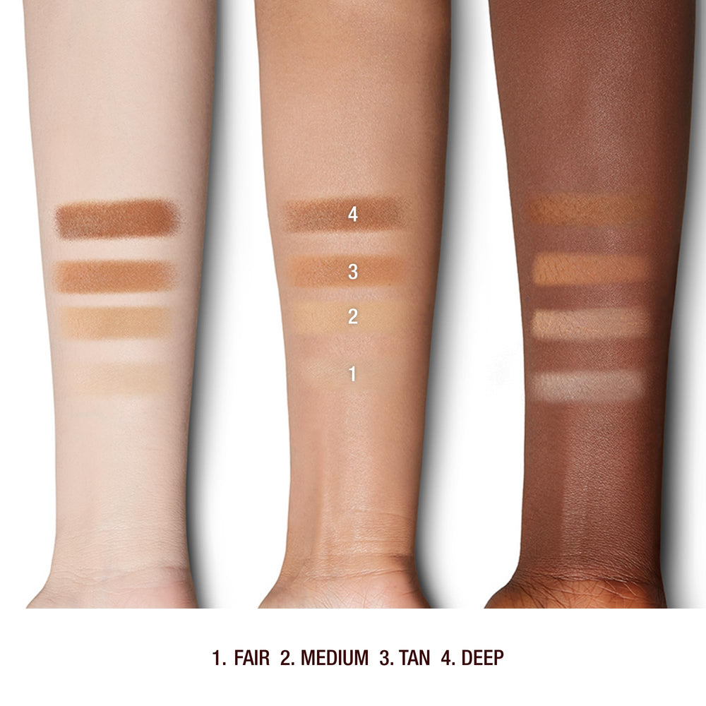 Charlotte Tilbury before and after blurring comparison illustrating visible pore minimization