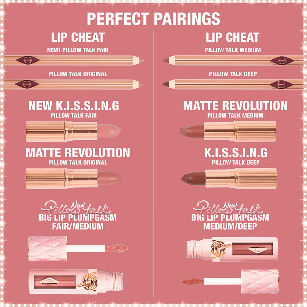 Charlotte Tilbury brown berry-pink swatch showing rich glossy color payoff
