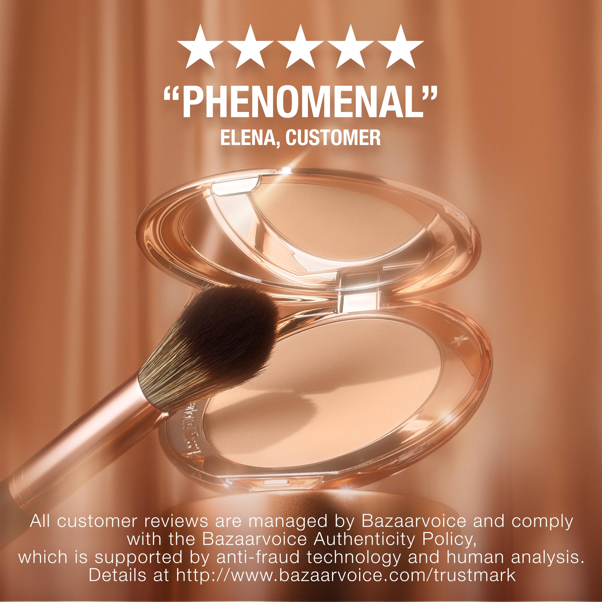 Charlotte Tilbury compact size scale in hand conveying compactness and everyday portability