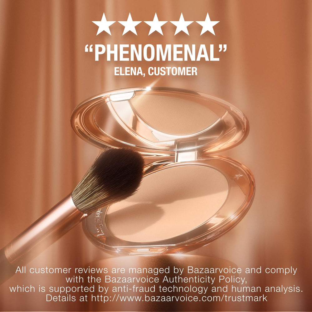 Charlotte Tilbury compact size scale in hand conveying compactness and everyday portability