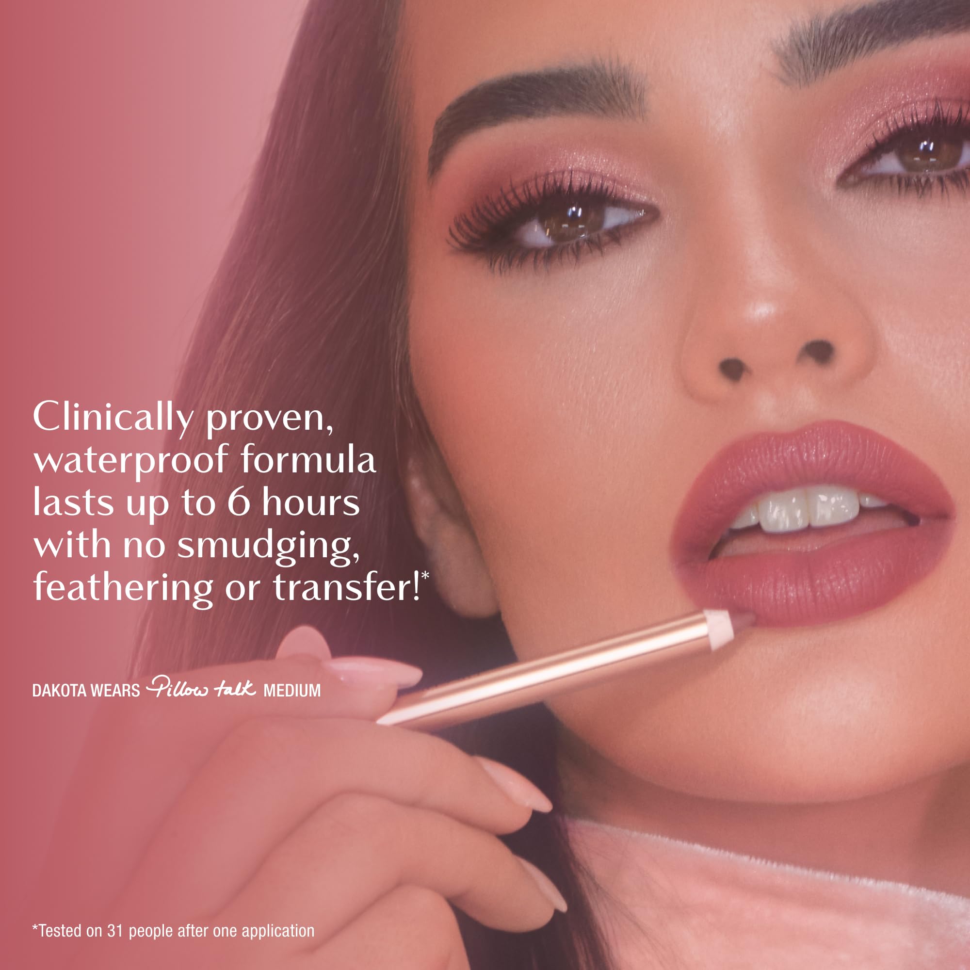 Charlotte Tilbury lifestyle evening look with liner for polished makeup benefit