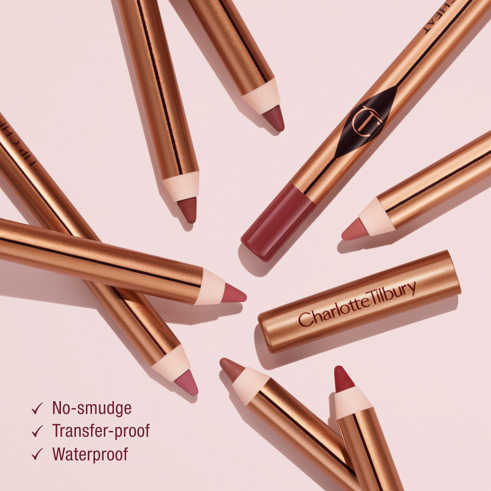 Charlotte Tilbury lip pencil sharpened tip demonstrating precision for crisp lines benefit