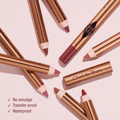Charlotte Tilbury lip pencil sharpened tip demonstrating precision for crisp lines benefit