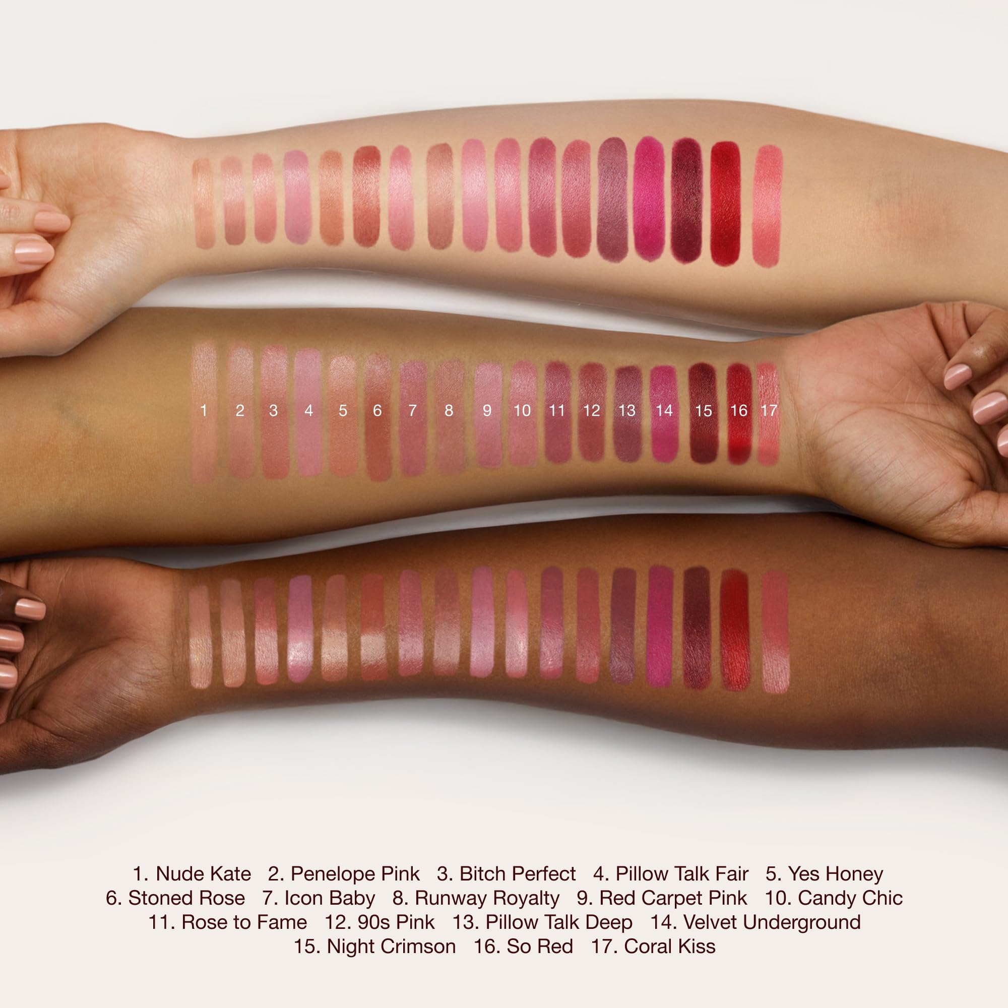 Charlotte Tilbury lipstick beside fingers for size reference and easy handling