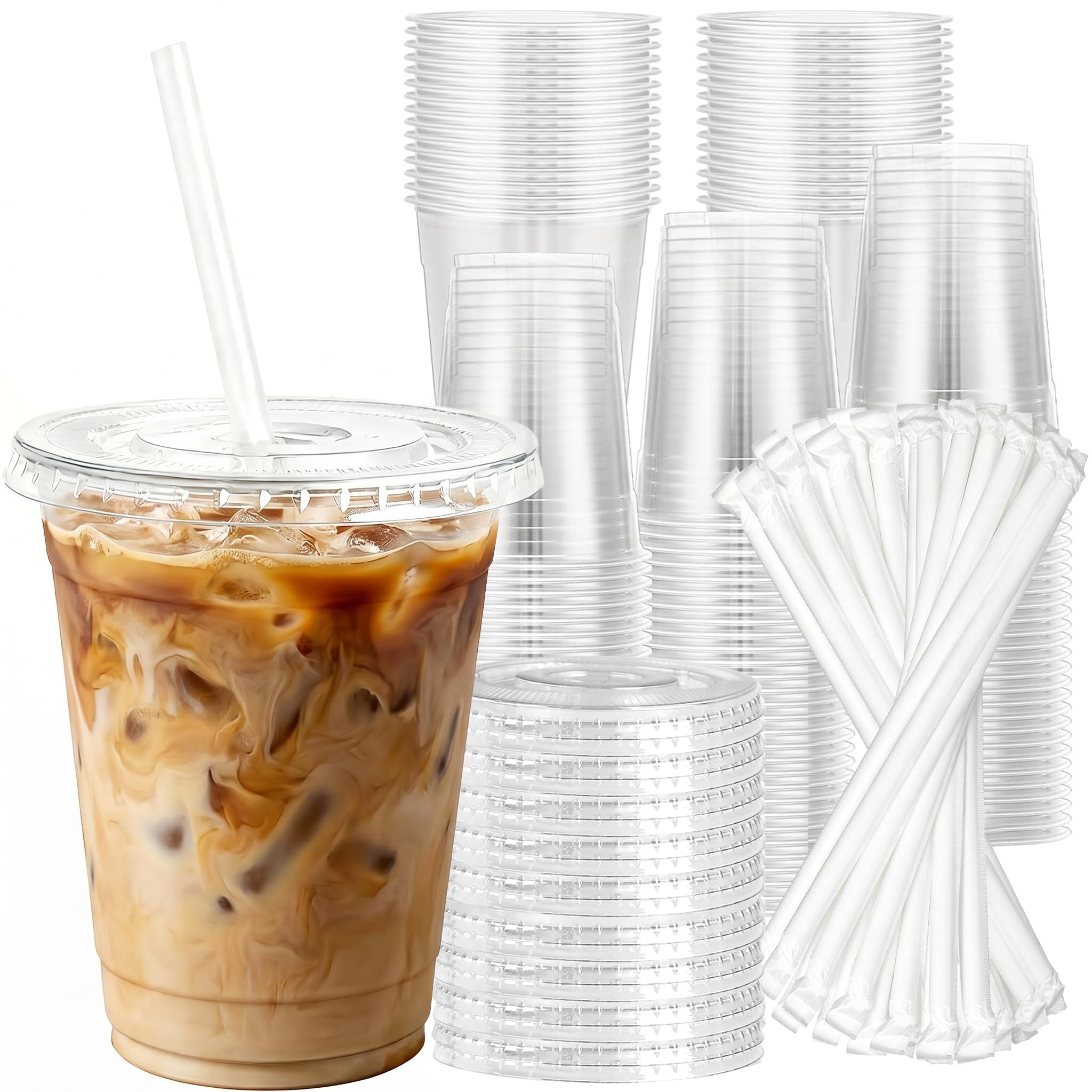 Charmount front view of 100-pack 16 oz cups showing value and clarity