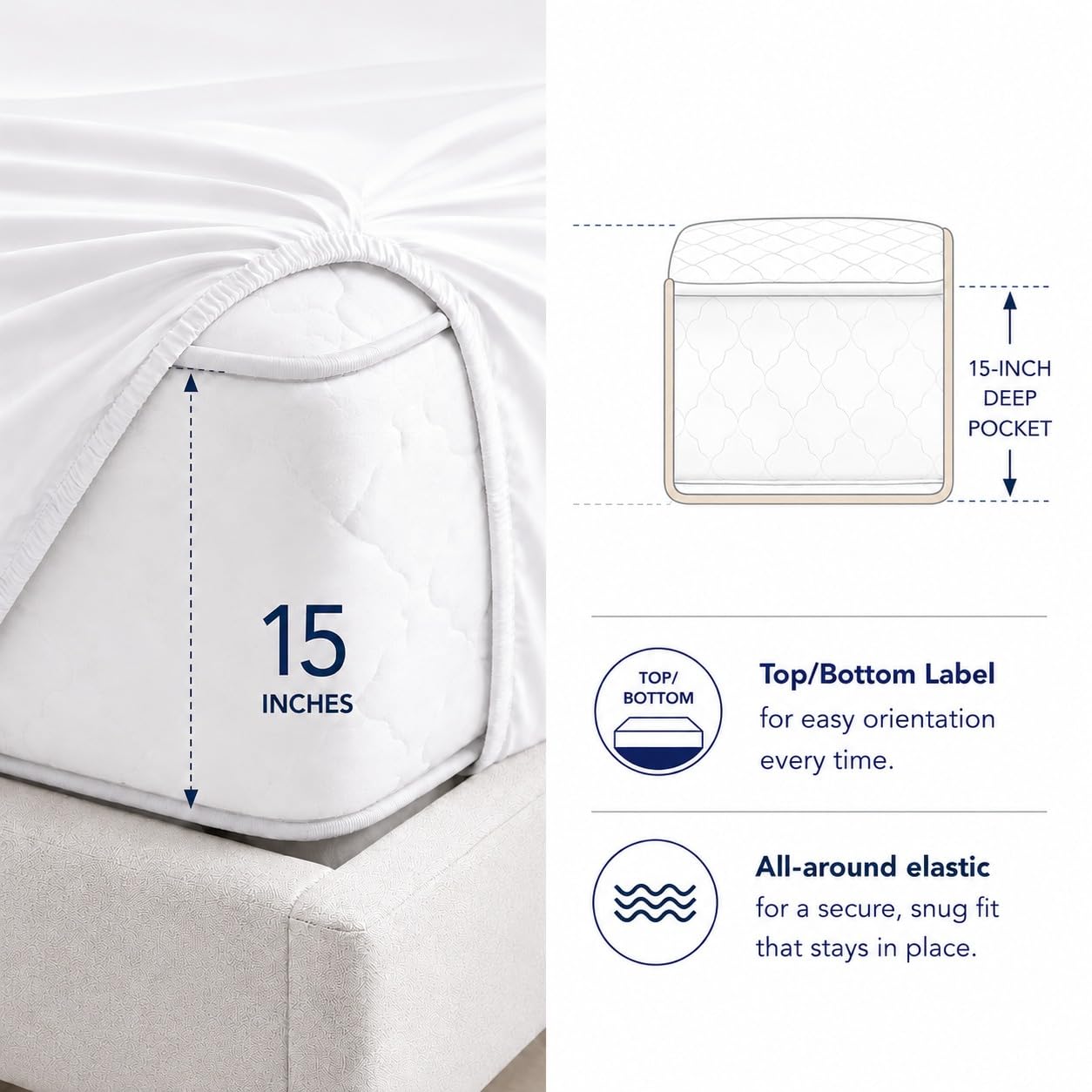 CHATEAU HOME COLLECTION sheets on a made bed demonstrating elegant look and guest-ready comfort