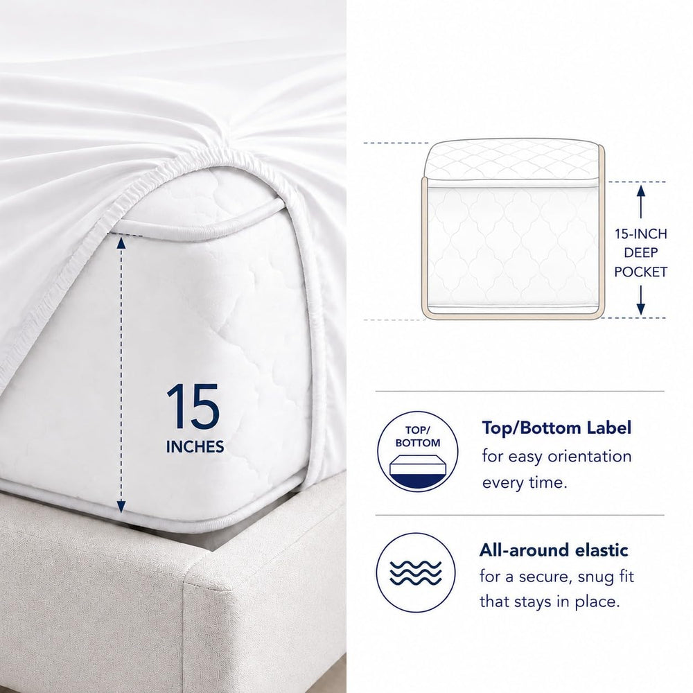 CHATEAU HOME COLLECTION sheets on a made bed demonstrating elegant look and guest-ready comfort