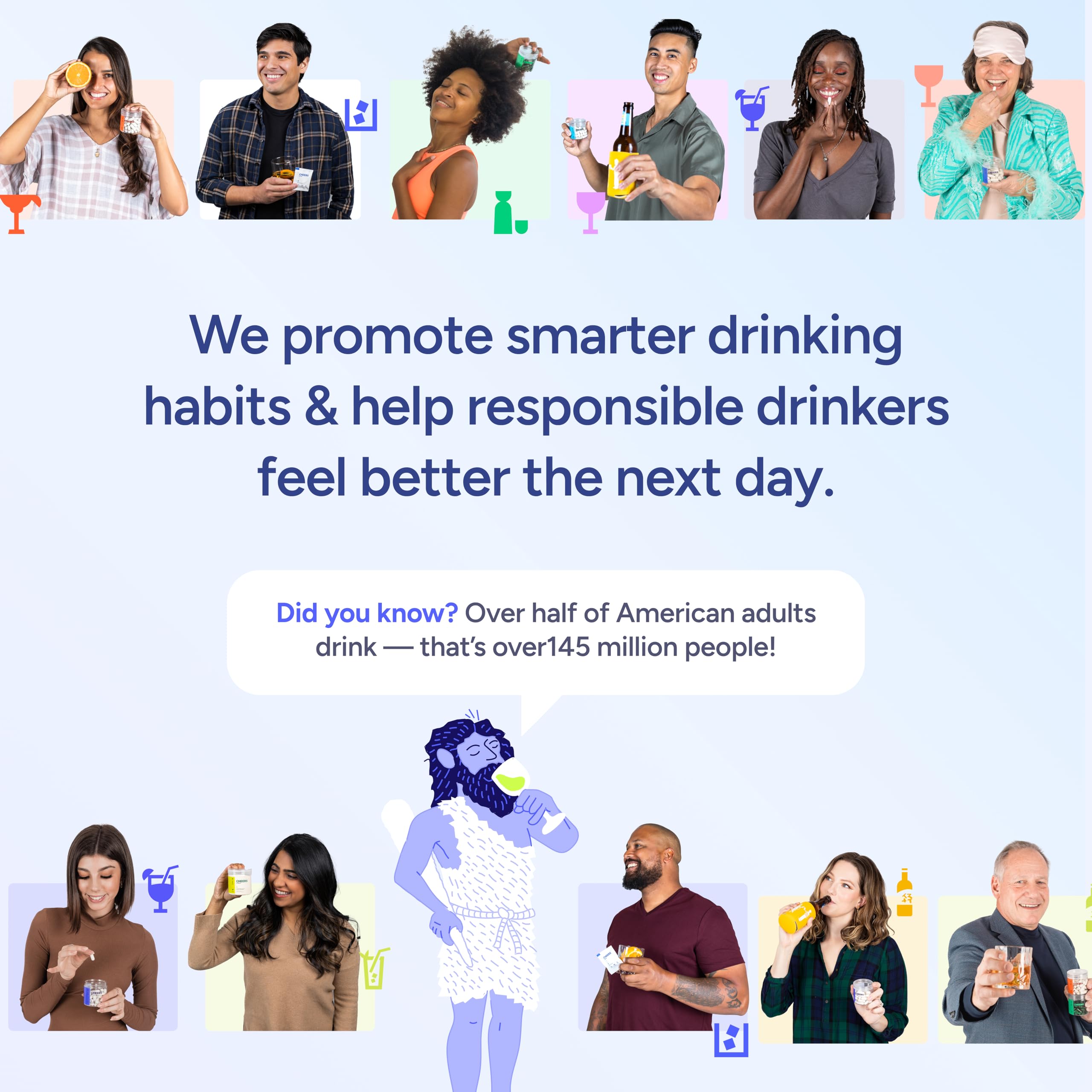 Candid lifestyle shot with Cheers Restore at a weekend brunch, promotes balanced recovery