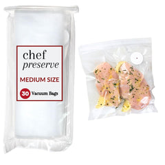 Chef Preserve front packaging showing 30 medium reusable bags and clear labeling benefit of quantity