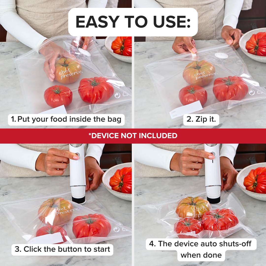 Chef Preserve bag in sous vide cooker showing compatibility and even temperature cooking benefit
