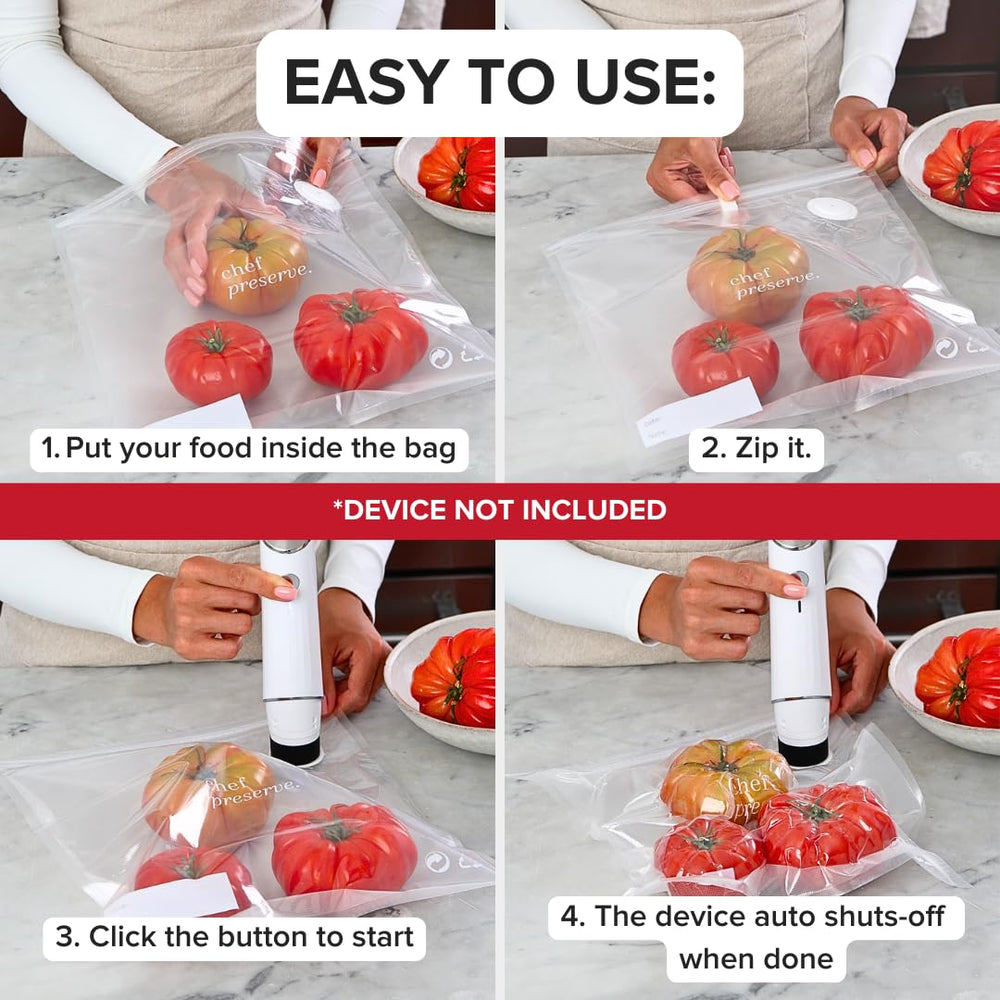 Chef Preserve bag in sous vide cooker showing compatibility and even temperature cooking benefit